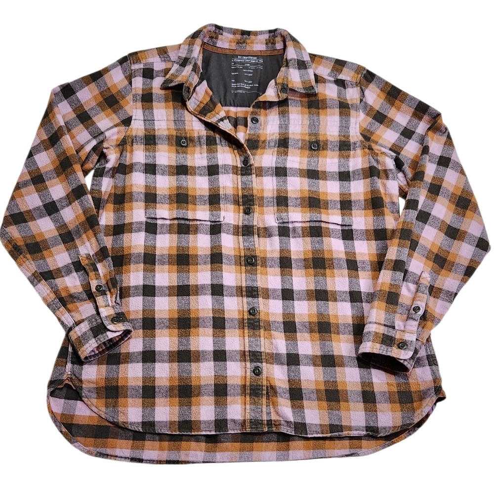 REI Co-op Womens Cotton Long Sleeve Flannel Lilac, Charcoal & Tan Sz Large